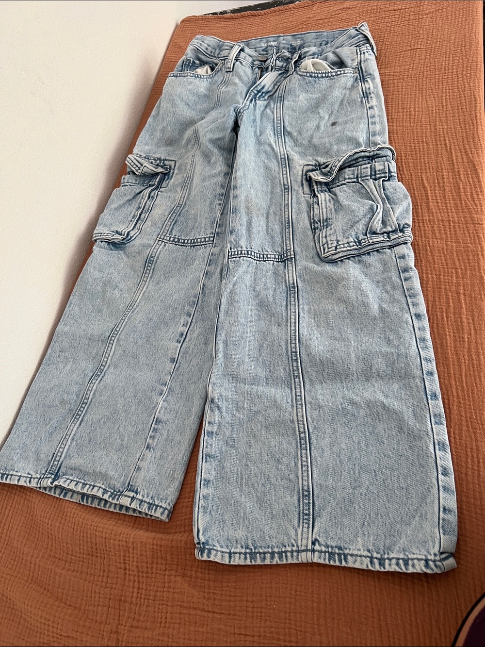 Old Navy Light Blue Cargo Wide-Leg Jeans